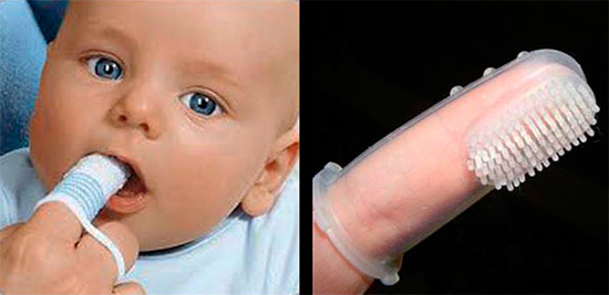 Pirštu iš silikono, kad būtų galima valyti pirmuosius kūdikio dantis