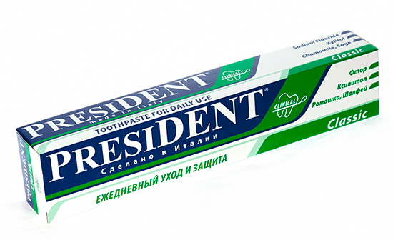 Fluoride zobu pasta President Classic