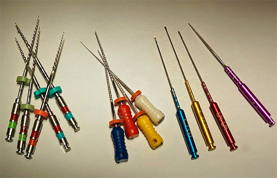 Dental files - thin needles used to treat dental canals.