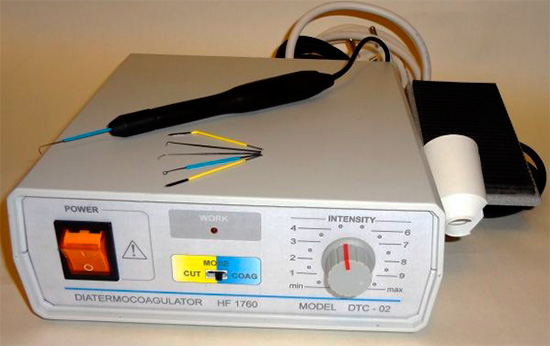 Ang aparato para sa diathermocoagulation (diathermocoagulator)