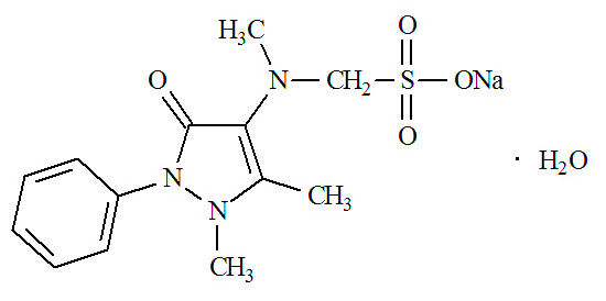 Léčivou látkou analginu je sodná sůl metamizolu (chemický vzorec)