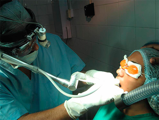 Something like this might look like a dental treatment procedure under general anesthesia (anesthesia).