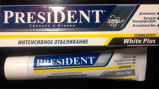 But the President of White Plus very intensively whitens his teeth due to the high abrasiveness, so it is not intended for daily use.