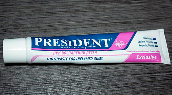 Zur Bekämpfung verschiedener Entzündungen in der Mundhöhle ist President Exclusive Paste gut geeignet.