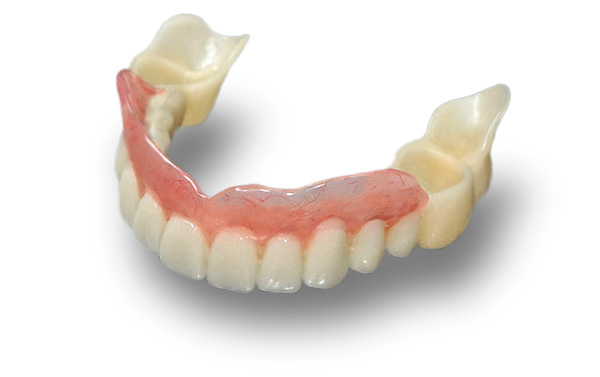 A removable denture of a new generation without a palate (sandwich).